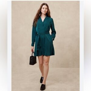Teal Green Silk Shirtdress